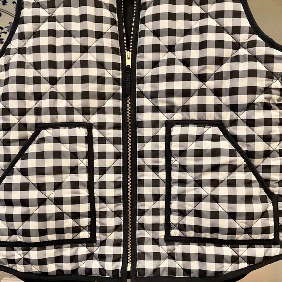 J. Crew Mercantile Women's Vest Quilted Blue White Gingham Check Size Large - Picture 2 of 8